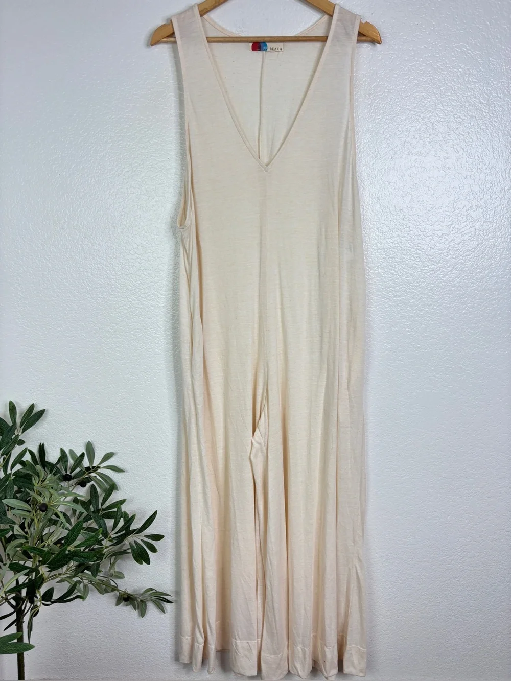 FREE PEOPLE BEACH Fulton Jumpsuit Wide Leg Romper Oatmeal Size L